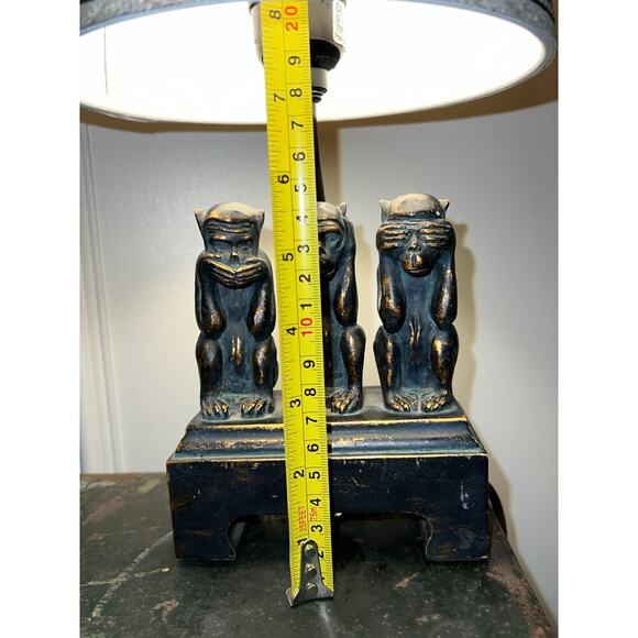 Vintage 3 Wise Monkeys, See No Evil, Hear No Evil, Speak No Evil, Lamp 14” Tall - Picture 11 of 11